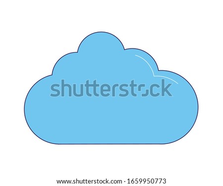 blue cloud icon over white background, vector illustration