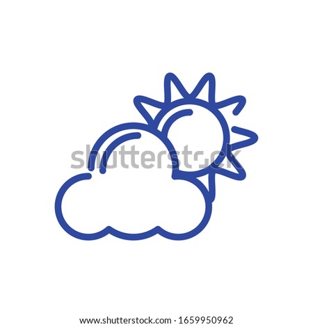 cloud and sun over white background, line style icon, vector illustration