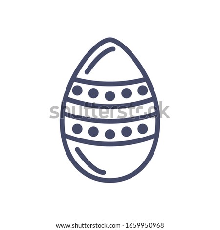 striped easter egg over white background, line style icon, vector illustration