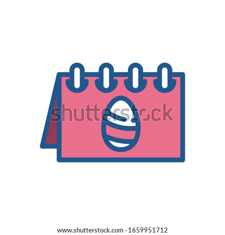 calendar with easter egg icon over white background, colorful and line style design, vector illustration