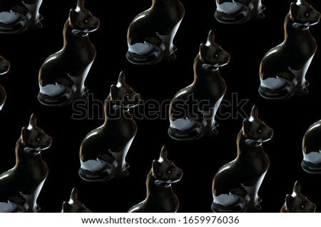 figure of a cat. pattern, of isolated black cat on a black background