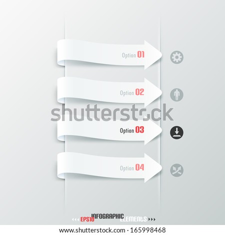 Modern infographics options banner with white paper arrows. Vector. Can be used for web design and  workflow layout