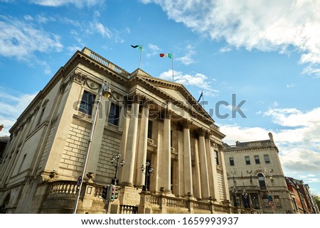City Hall and the surrounding area at Dame Street in Dublin City, Ireland
