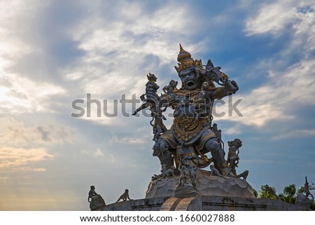 Statue of Hindu god Hanuman in Ulawatu temple, Bali, Indonesia