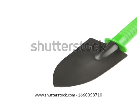 Garden shovel isolated on white background, top view
