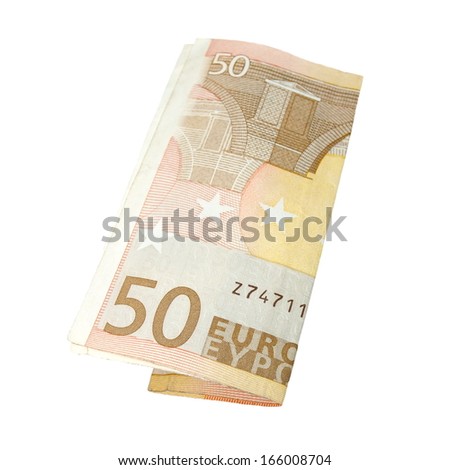 fifty euro banknote, isolated on white background, with clipping path