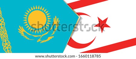 Kazakhstan and Northern Cyprus flags, two vector flags symbol of relationship or confrontation.