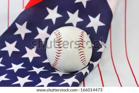 Baseball ball on a background of the American flag.