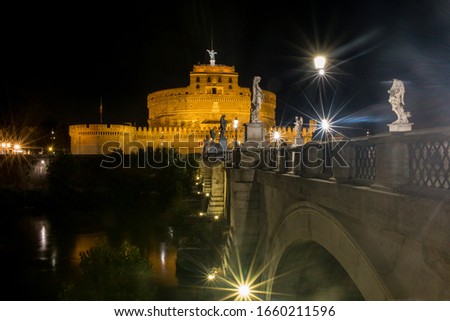 The Mausoleum of Hadrian, usually known as Castel Sant'Angelo in Rome by night