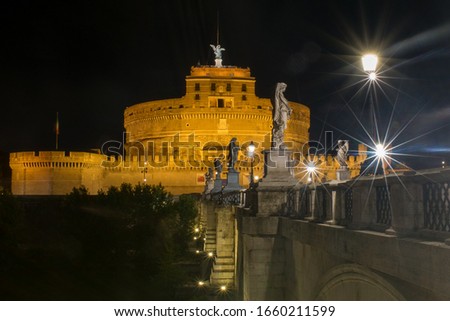 The Mausoleum of Hadrian, usually known as Castel Sant'Angelo in Rome by night