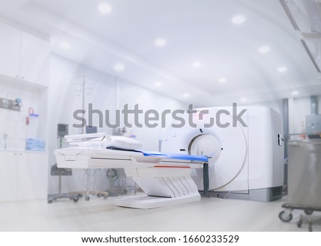 multi detector CT Scanner ( Computed Tomography ) medical equipment in ct scan room. Royalty-Free Stock Photo #1660233529