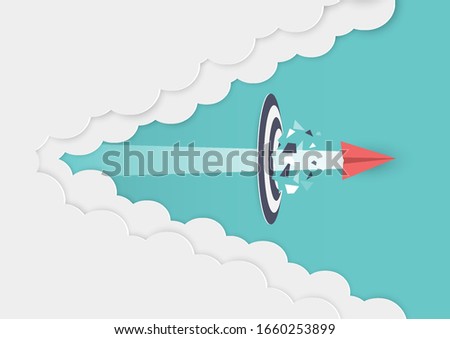 A red paper plane flies at a target speed.