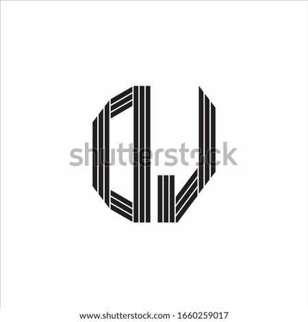 DJ Logo monogram outline style linked isolated on white background