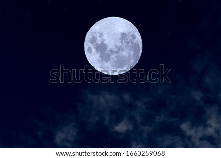 Full moon on the sky in the night.