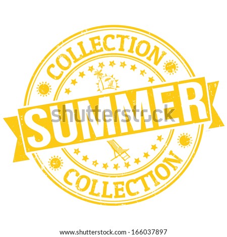 Summer collection grunge rubber stamp or label on white, vector illustration