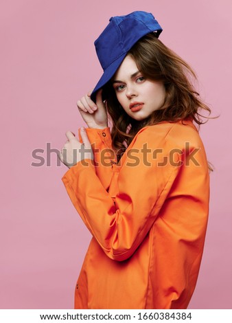 young woman in stylish bright clothes isolated background