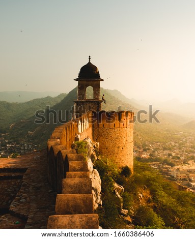 View from Amber fort, located in the heart of the city near the most famous Monument of Jaipur. Royalty-Free Stock Photo #1660386406