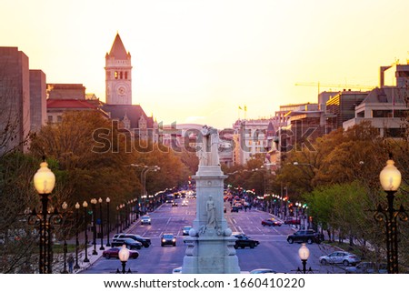 Peace Naval Monument or Civil War Sailors statue over Pennsylvania Avenue near United States Capitol