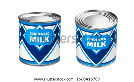 Condensed milk can isolated on white background with clipping path Royalty-Free Stock Photo #1660416709