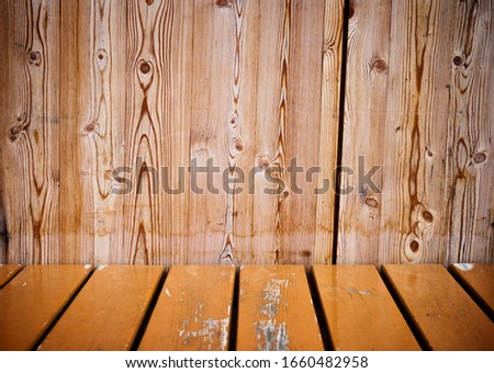 Beautiful grunge texture with wooden wall and table, free space for your design, mock up