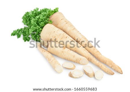 Parsley root with slices and leaves isolated on white background Royalty-Free Stock Photo #1660559683