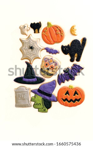 Halloween cookies against a white background 