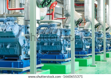 Industrial compressor refrigeration station at manufacturing factory Royalty-Free Stock Photo #1660655371