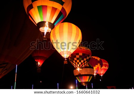 Colorful blur pictures of hot air balloons, balloon colors in Thailand food festival