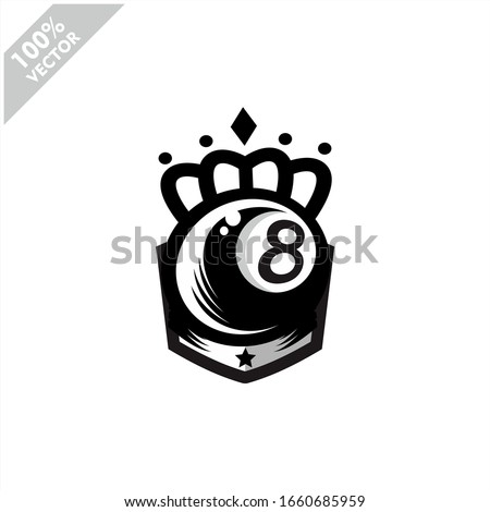 Billiard 8 ball queen logo design. Scalable and editable vector.	
