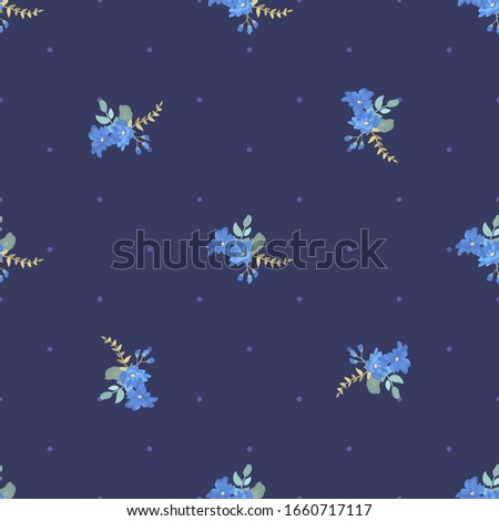 Seamless pattern in small flowers. Country style millefleurs. Floral meadow background for textile, wallpaper, pattern fills, covers, surface, print, gift wrap, scrapbooking, decoupage. Regular order.