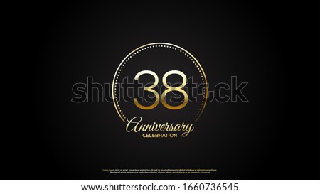 38th anniversary background with gold number illustrations with gold circle lines and dots.