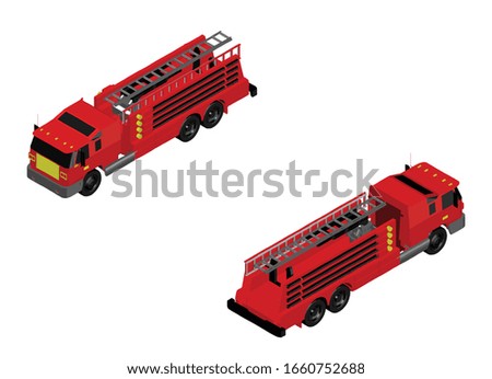 3d isometric fire truck vector