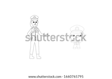 Female Air Force Occupation Vector Outline Illustration