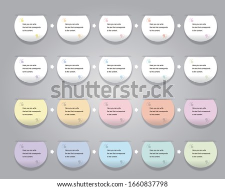 Circular icons for writing text. Diagram icons in different colors.MultI-color circle banners with edges between cut paper.