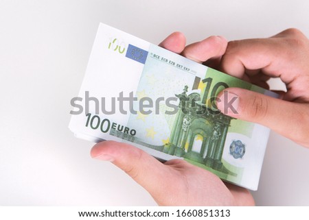 Man counting money, economy concept, allocation of money.Euro