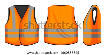 Safety vest vector illustration on white background . Jacket of worker vector cartoon set icon. Isolated cartoon set icon safety vest. Royalty-Free Stock Photo #1660853545