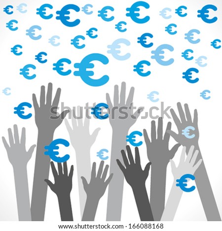 hand try to catch the euro symbol background vector