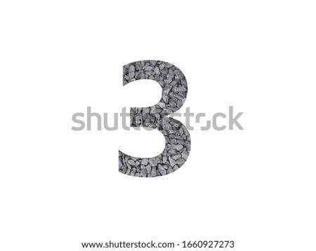 Number 3 made with gravel isolated on a white background
