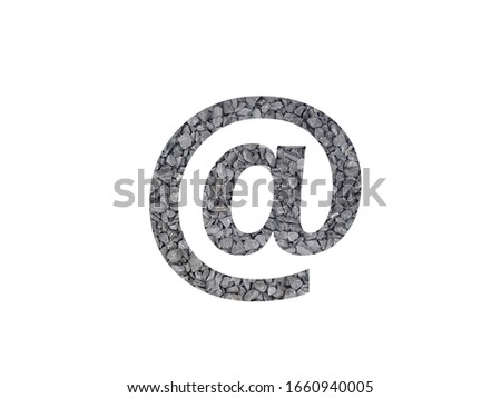 At sign mail icon made with gravel isolated on a white background