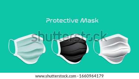 Health Facemask for preventing coronavirus. 3 color  green black and white facemasks.