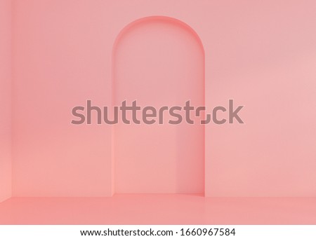 Interior room with pink wall.3D illustration