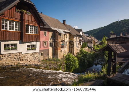 Village in the Alps mountains Kropa, Slovenia Royalty-Free Stock Photo #1660985446