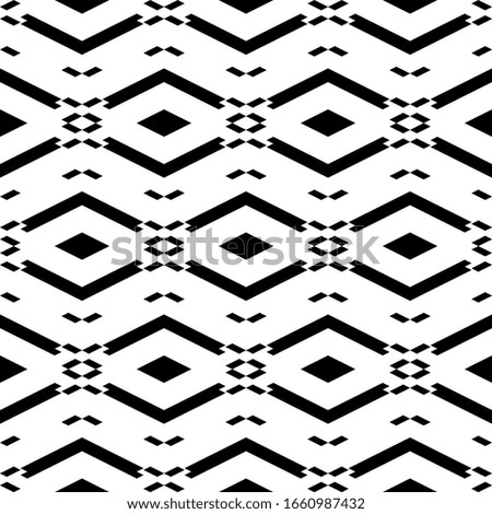 Seamless pattern. Geometric backdrop. Ethnic motif. Rhombuses, chevrons, parallelograms ornament. Folk wallpaper. Digital paper, textile print, web design, abstract. Simple shapes background. Vector.
