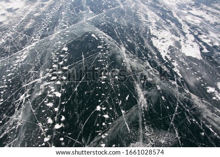 Scenic view of the Ice pattern lake Baikal, Russia