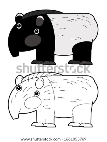 cartoon sketchbook american scene with happy and funny tapir on white background - illustration for children