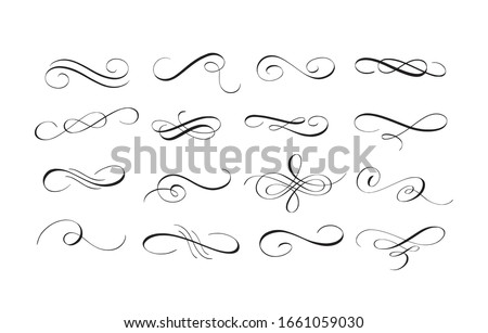Vector ink pen calligraphy swirl flourishes set Royalty-Free Stock Photo #1661059030