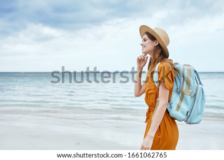 woman tourist beach tropics travel vacation fun
