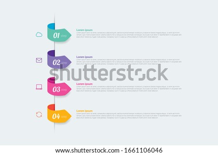 Infographics design vector and marketing icons with 4 options, steps or processes. Can be used for annual report, flow charts, diagram, presentations. Concept of business model. Vector illustration. Royalty-Free Stock Photo #1661106046
