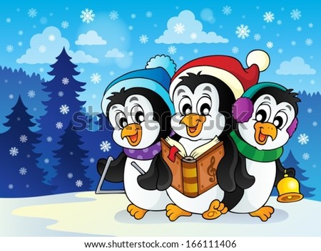 Christmas penguins theme image 2 - eps10 vector illustration.