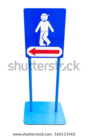 Sign to the restroom isolated on white background with clipping path.